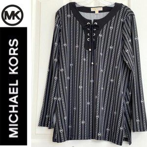 MK Blouse, long sleeve, lace up with rivets, S-XL